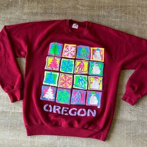 Jerzees Vintage Crewneck Sweatshirt Unisex XL Snow Ski Neon oregon Pullover USA